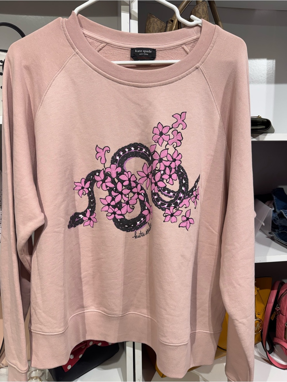 0007. kate spade Pink Floral Snake Graphic Sweatshirt - Picture 5 of 6